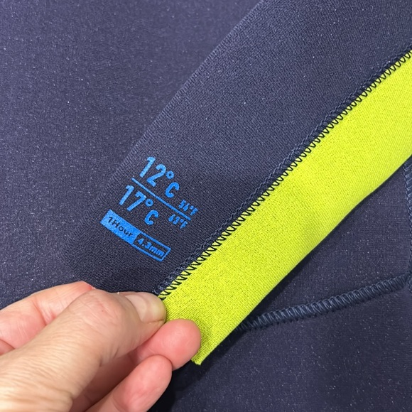 Kids' Surfing Wetsuit 4/3 Neoprene - 100 CW Blue Green - Picture 8 of 16